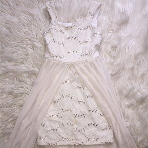 White and gold sequin dress